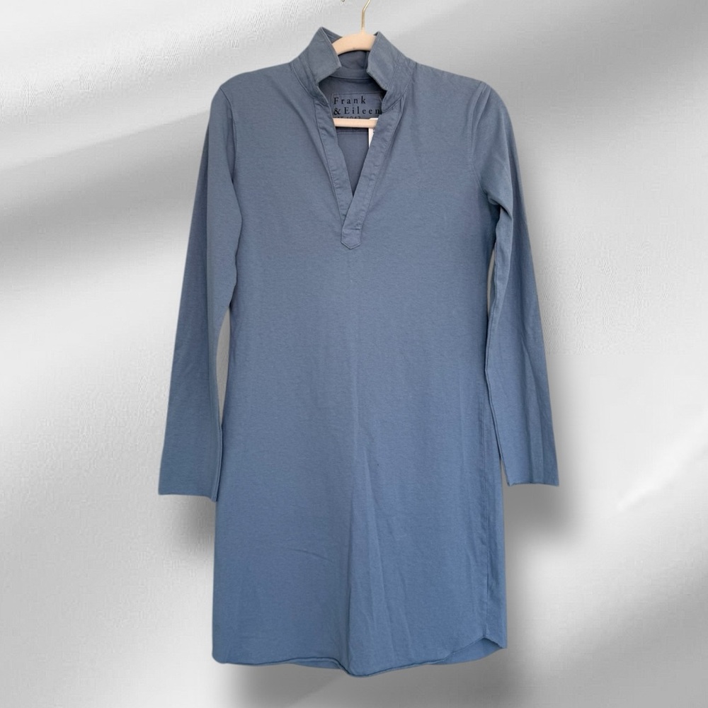 0610 Frank & Eileen Nicole Popover Long Sleeve Henley Shirt Dress Jean XS NWT - Picture 2 of 8